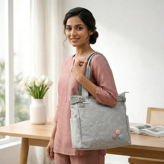 Versatile Vertical Tote Bags (Silver Grey)