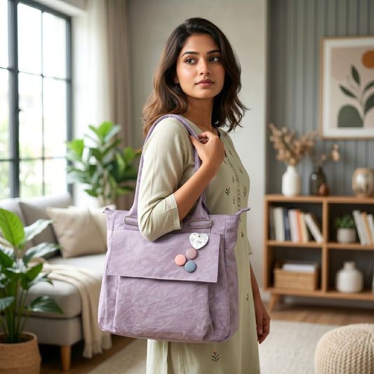 Versatile Round Base Tote Bags (Purple)