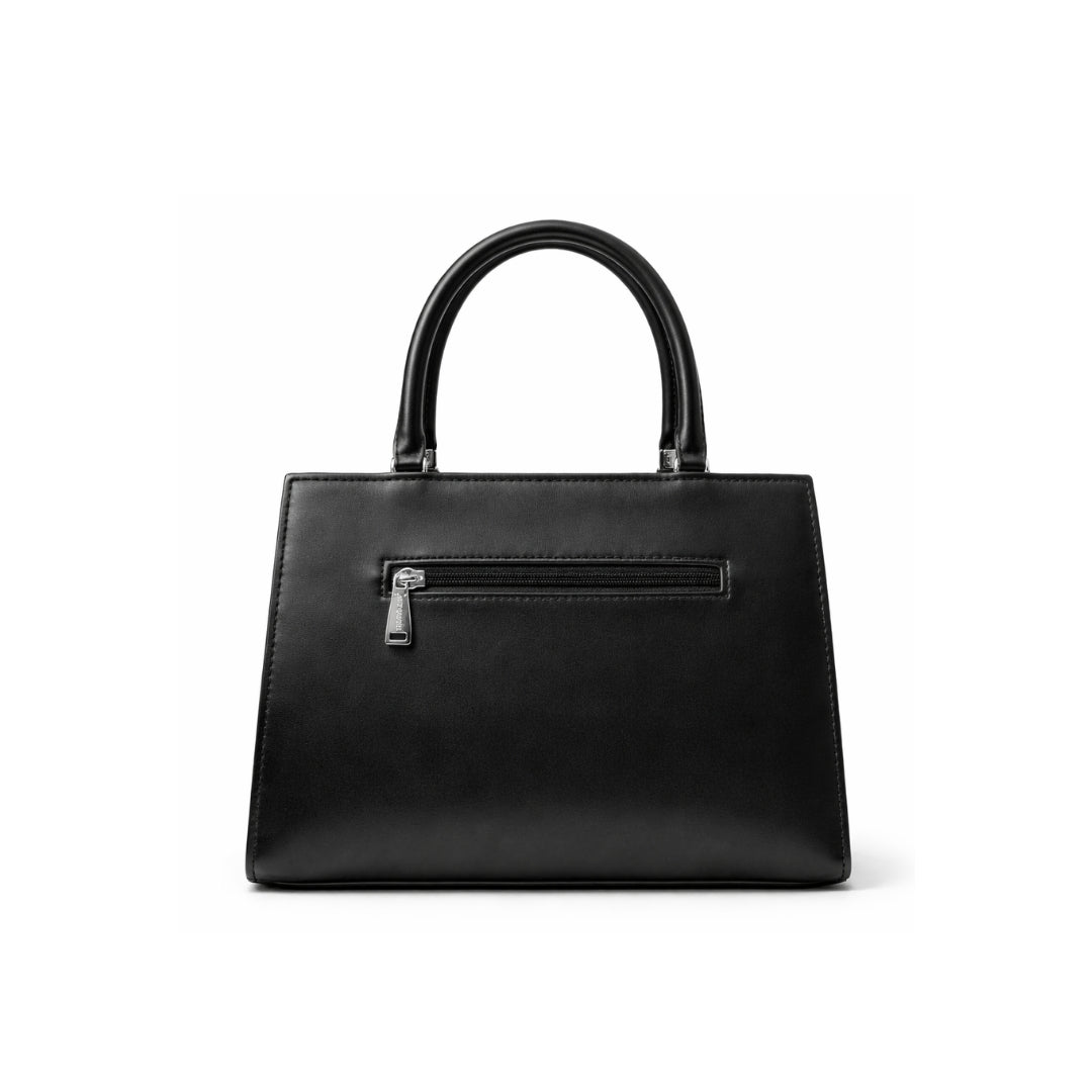 Floral Printed Handbag - Detachable Sling (Black)