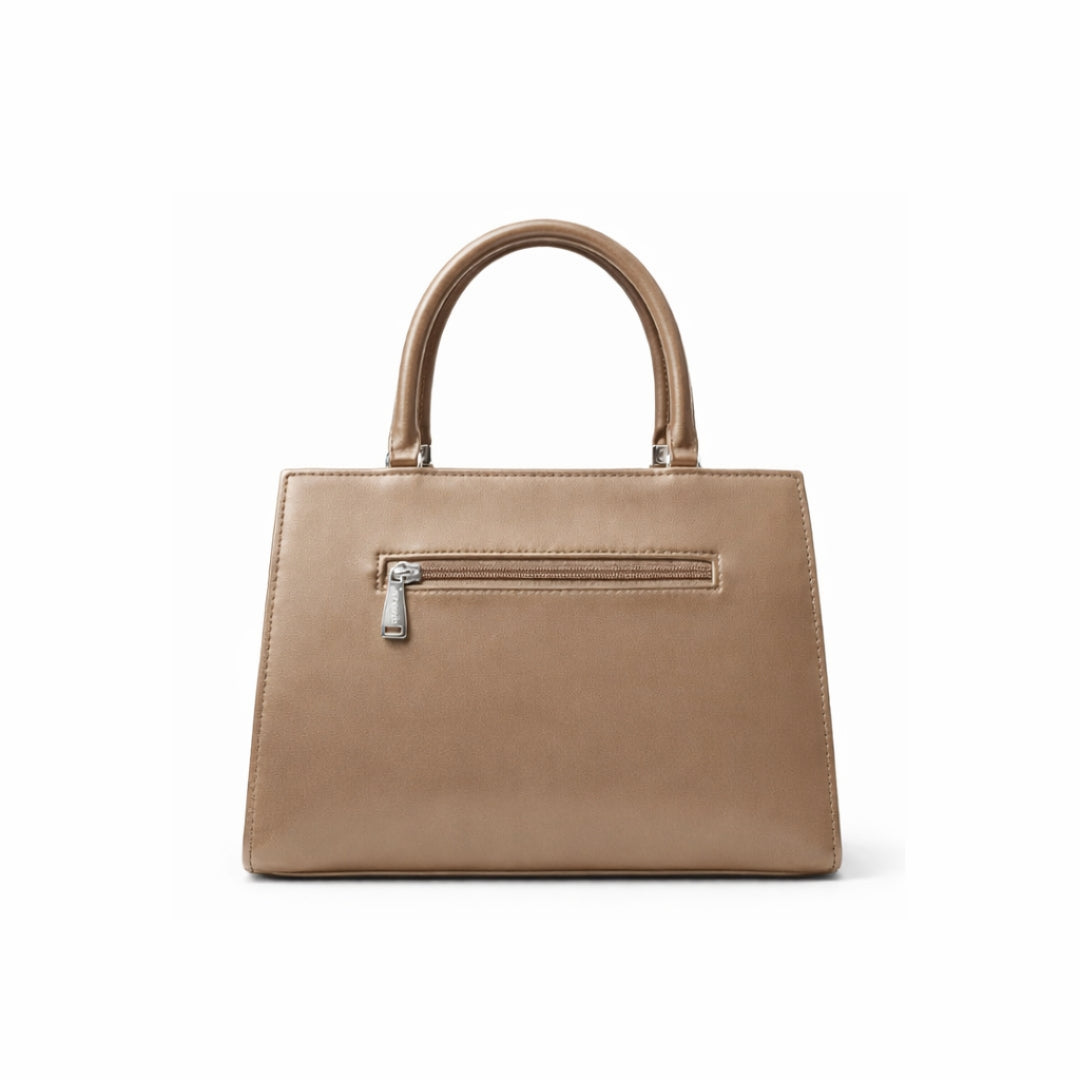 Floral Printed Handbag - Detachable Sling (Camel Brown)