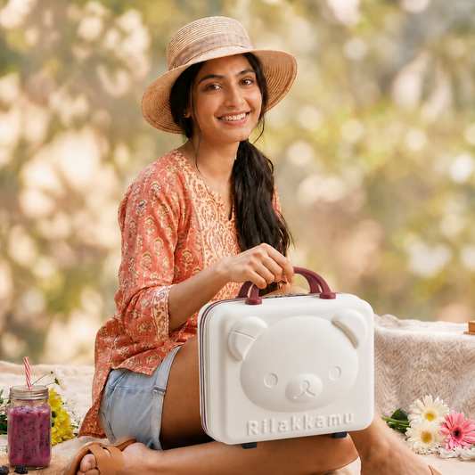 Kitty Mini Suitcase - Creme & Brown Combination