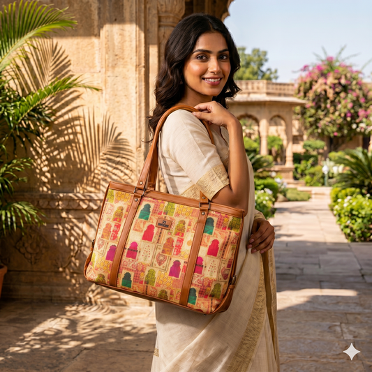 Sleek Laptop Canvas Tote Handbags (Tan)