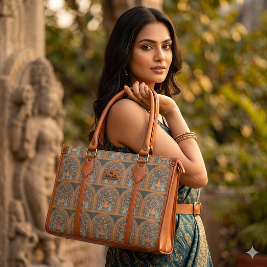 Printed Heritage Handbag (Brown)