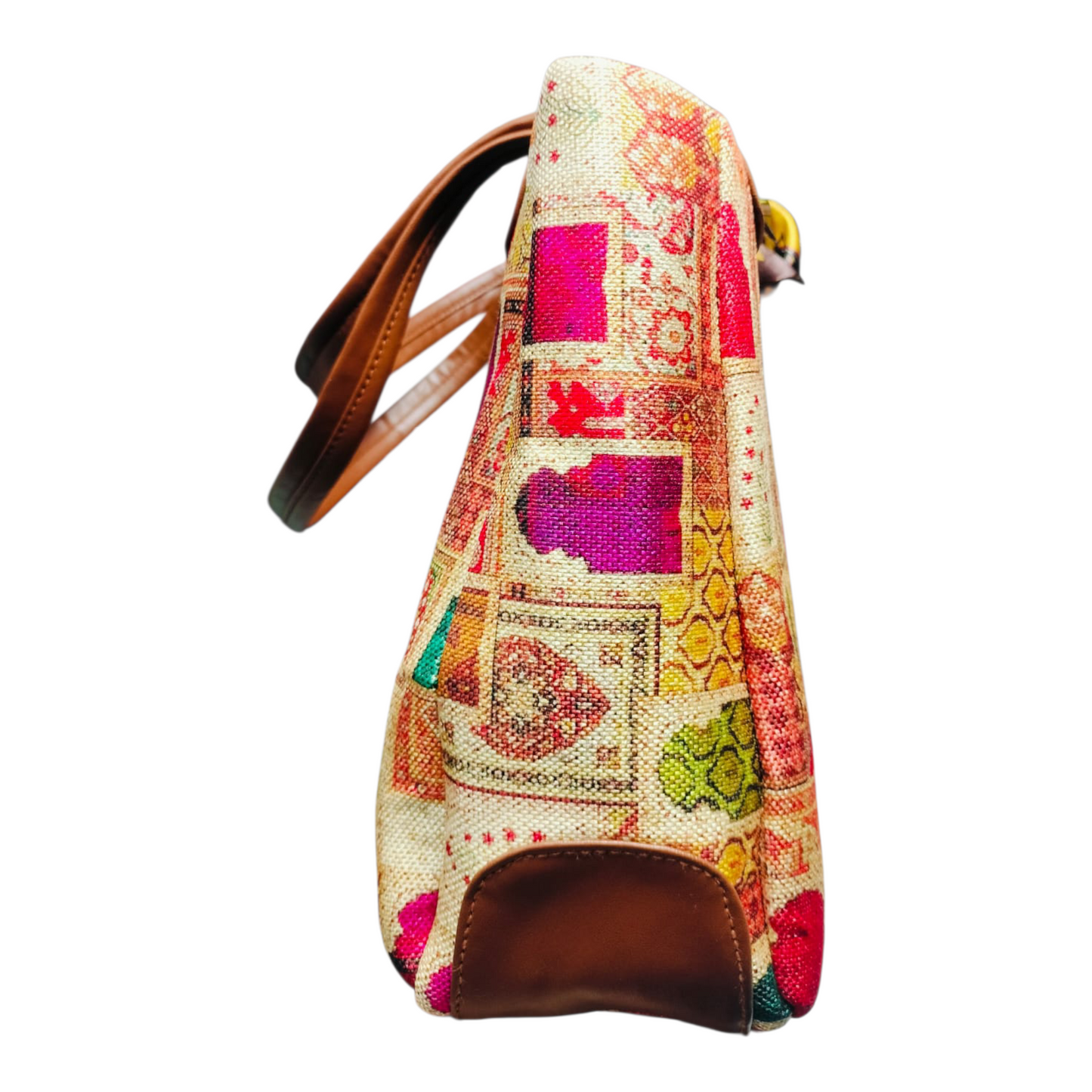 Triple Partition Canvas Handbag (Golden Brown)