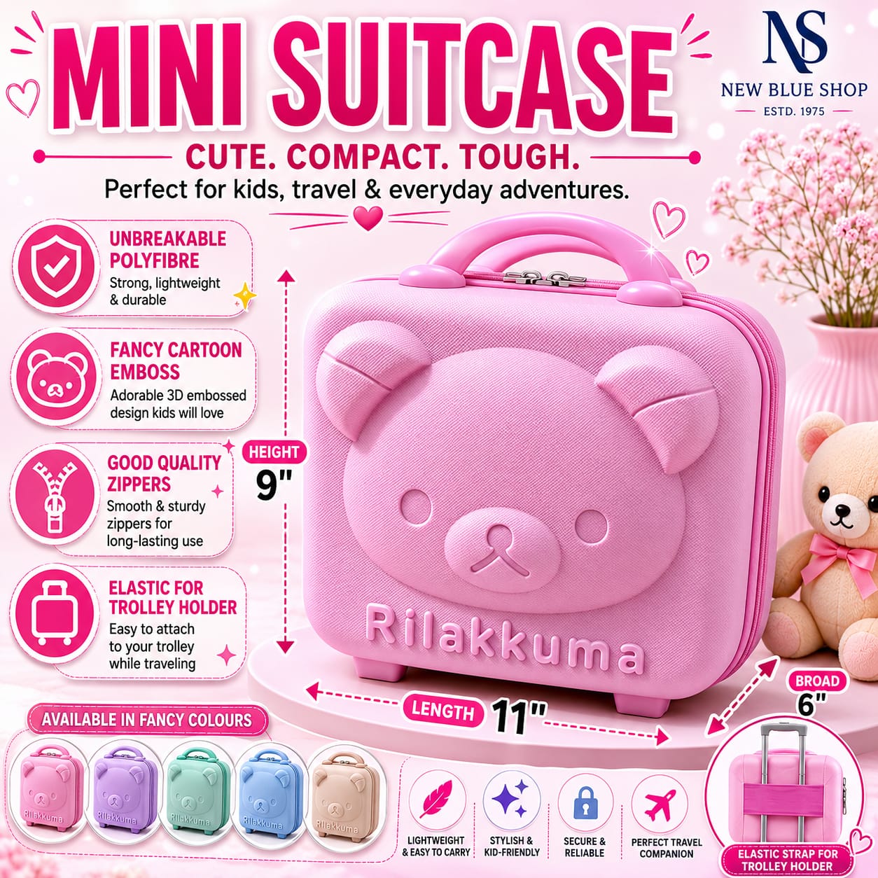 Panda Mini Suitcase (Pink)