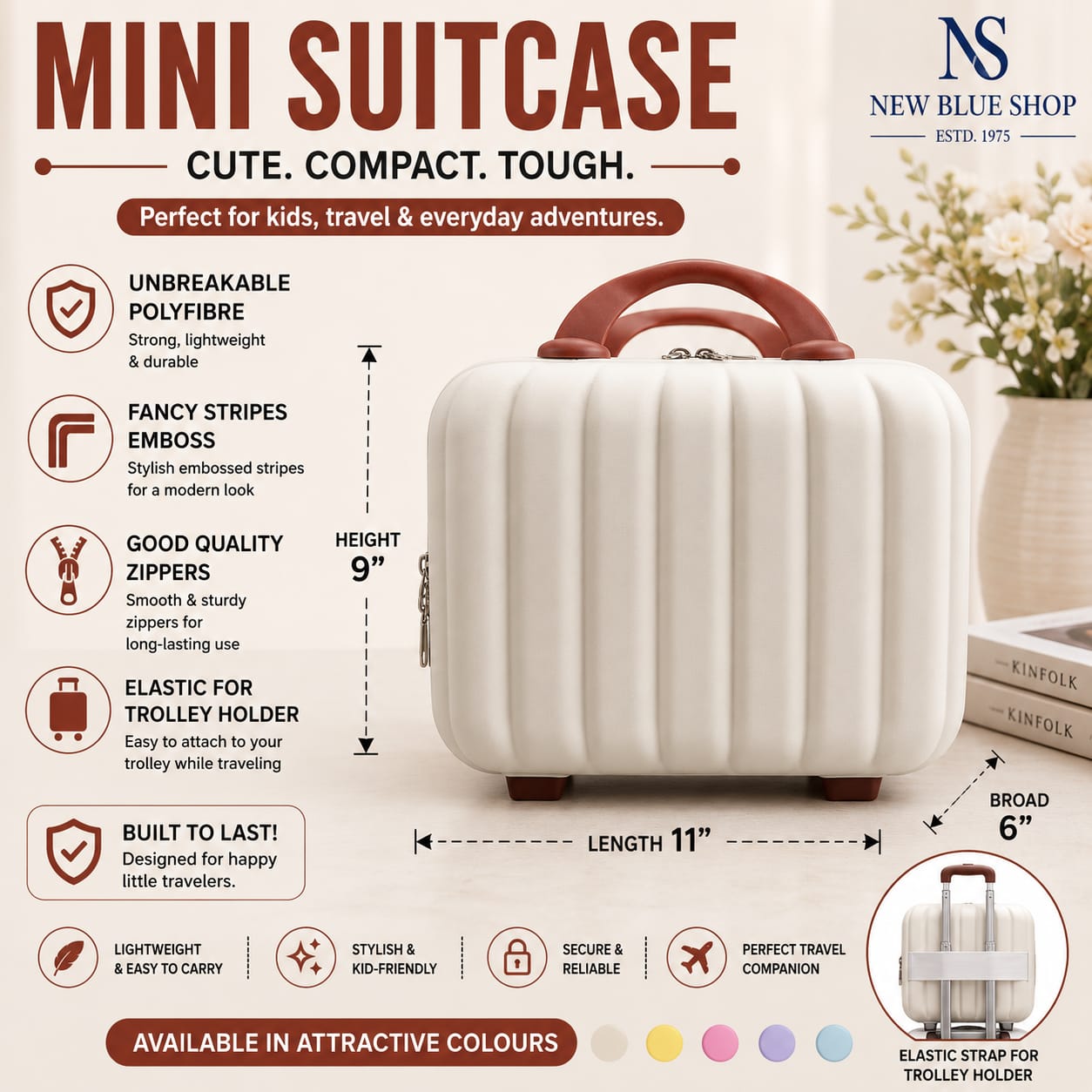 Stripes Mini Suitcase - Creme & Brown Combination