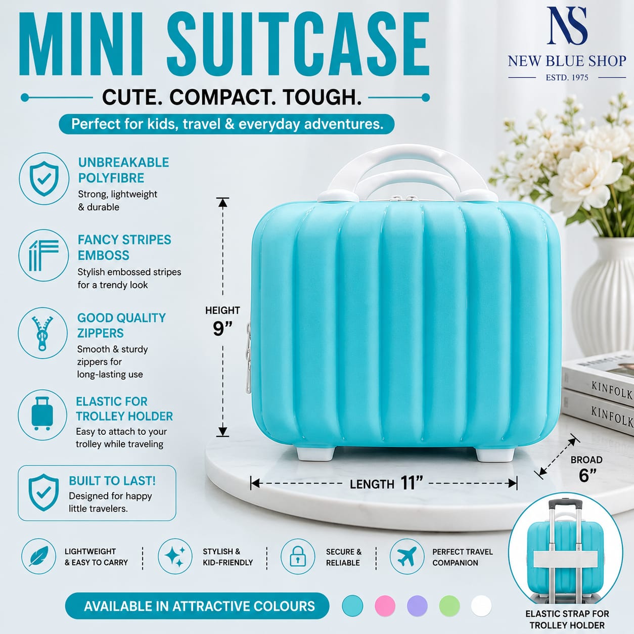 Stripes Mini Suitcase (Teel)