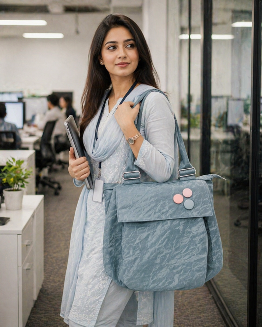 Versatile Round Base Tote Bags (Slate Blue)