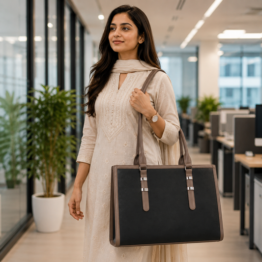 Two Tone Combination Tote Bags (Black)