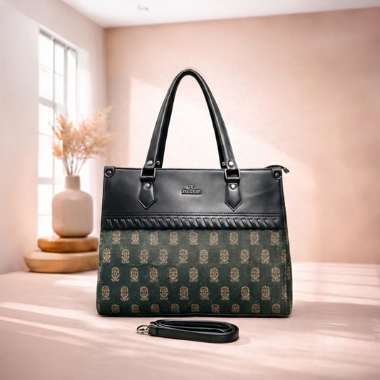 Cobbler Stitch Tote Bag Black Printed