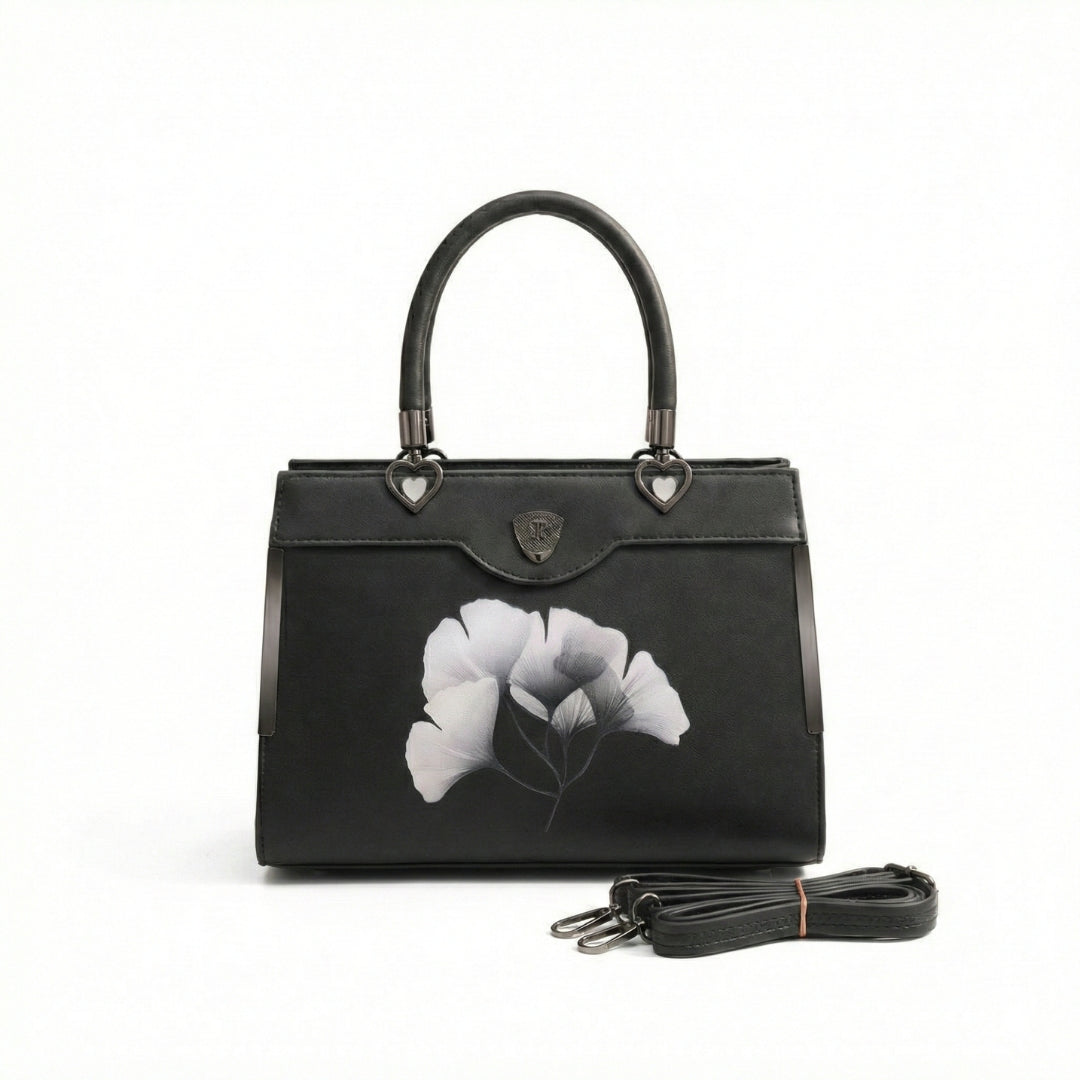 Floral Printed Handbag - Detachable Sling