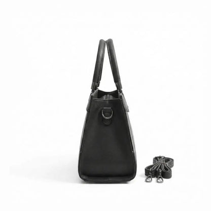 Floral Printed Handbag - Detachable Sling (Black)