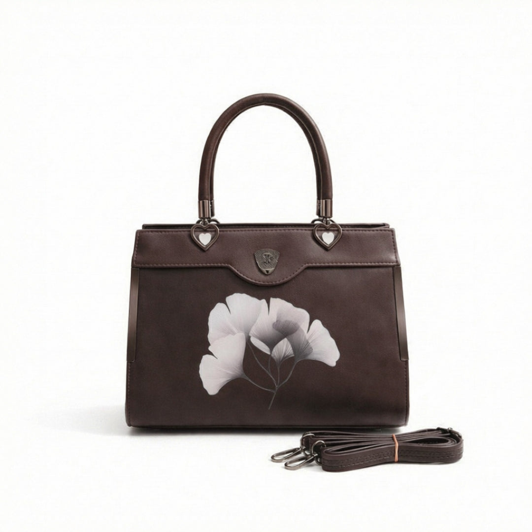 Floral Printed Handbag - Detachable Sling