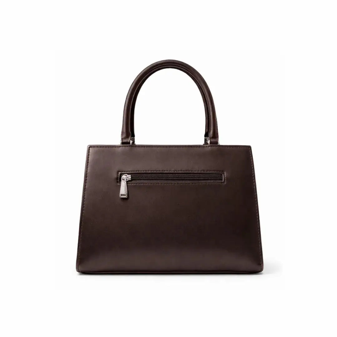 Floral Printed Handbag - Detachable Sling (Brown)