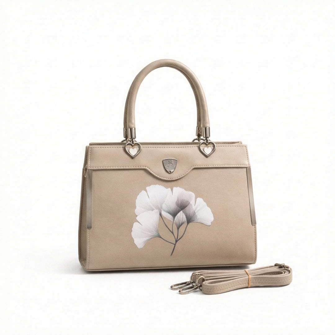 Floral Printed Handbag - Detachable Sling