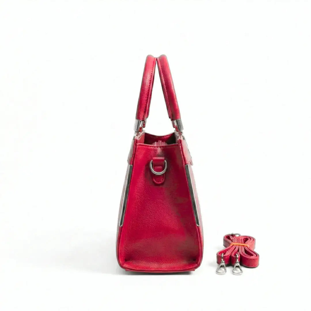Floral Printed Handbag - Detachable Sling (Maroon)