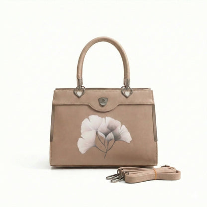 Floral Printed Handbag - Detachable Sling