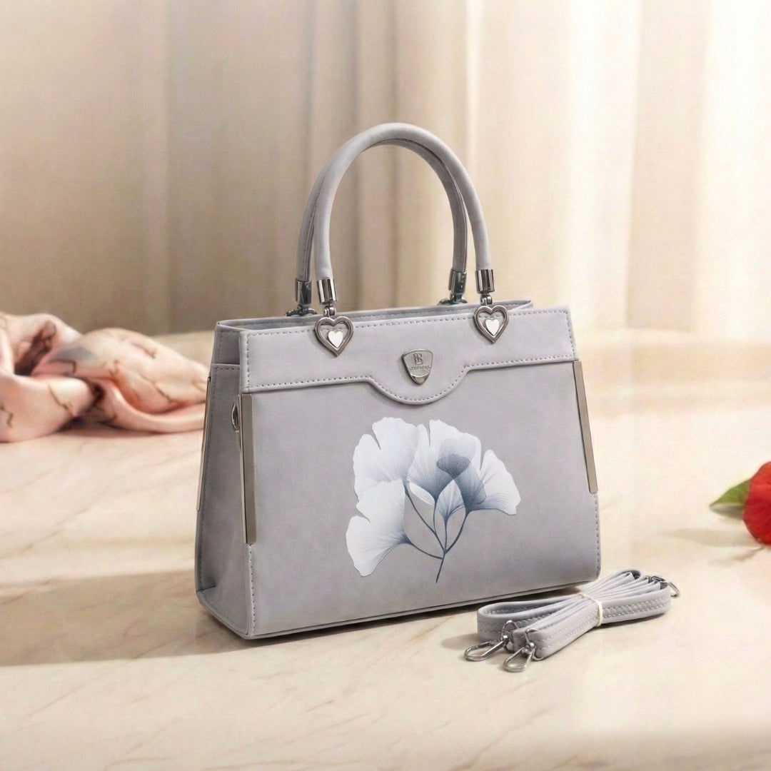Floral Printed Handbag - Detachable Sling