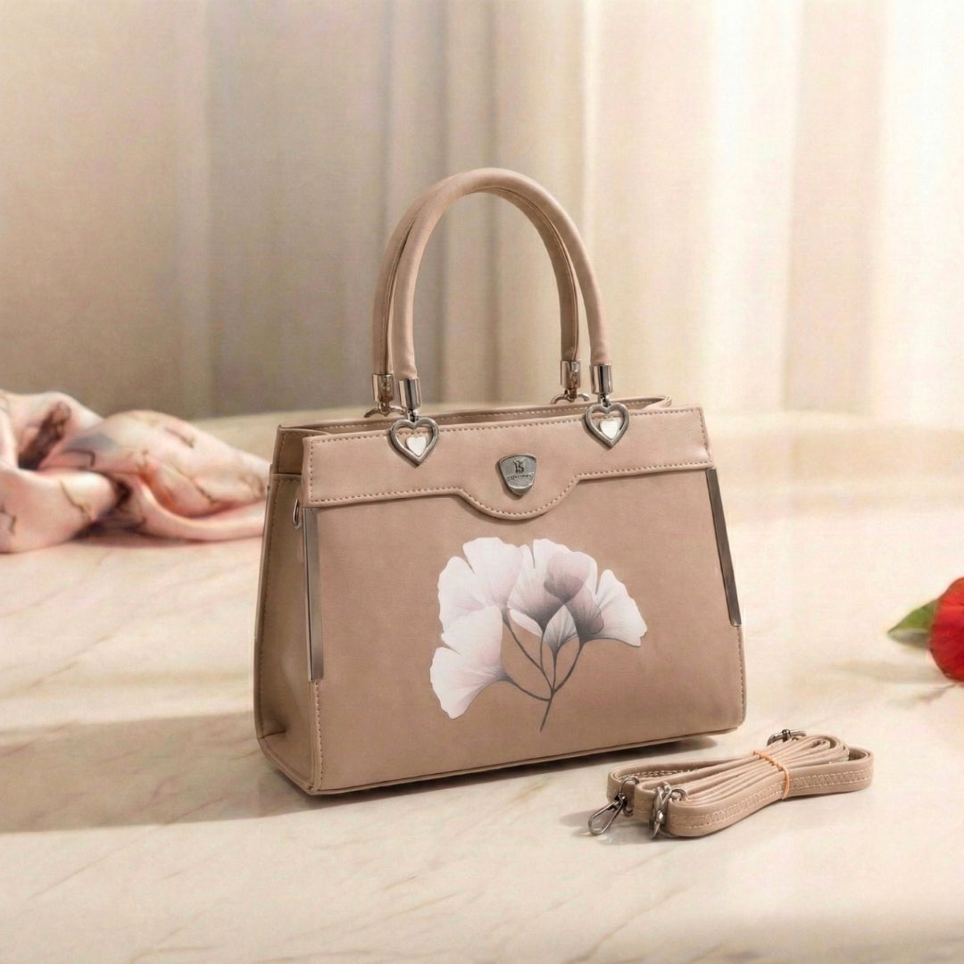 Floral Printed Handbag - Detachable Sling