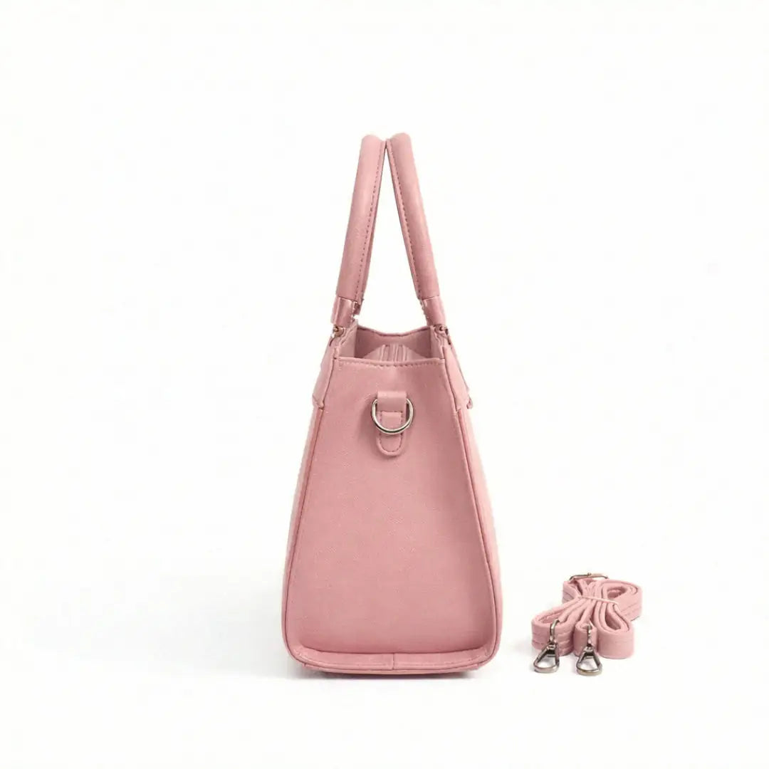 Floral Printed Handbag - Detachable Sling (Pink)