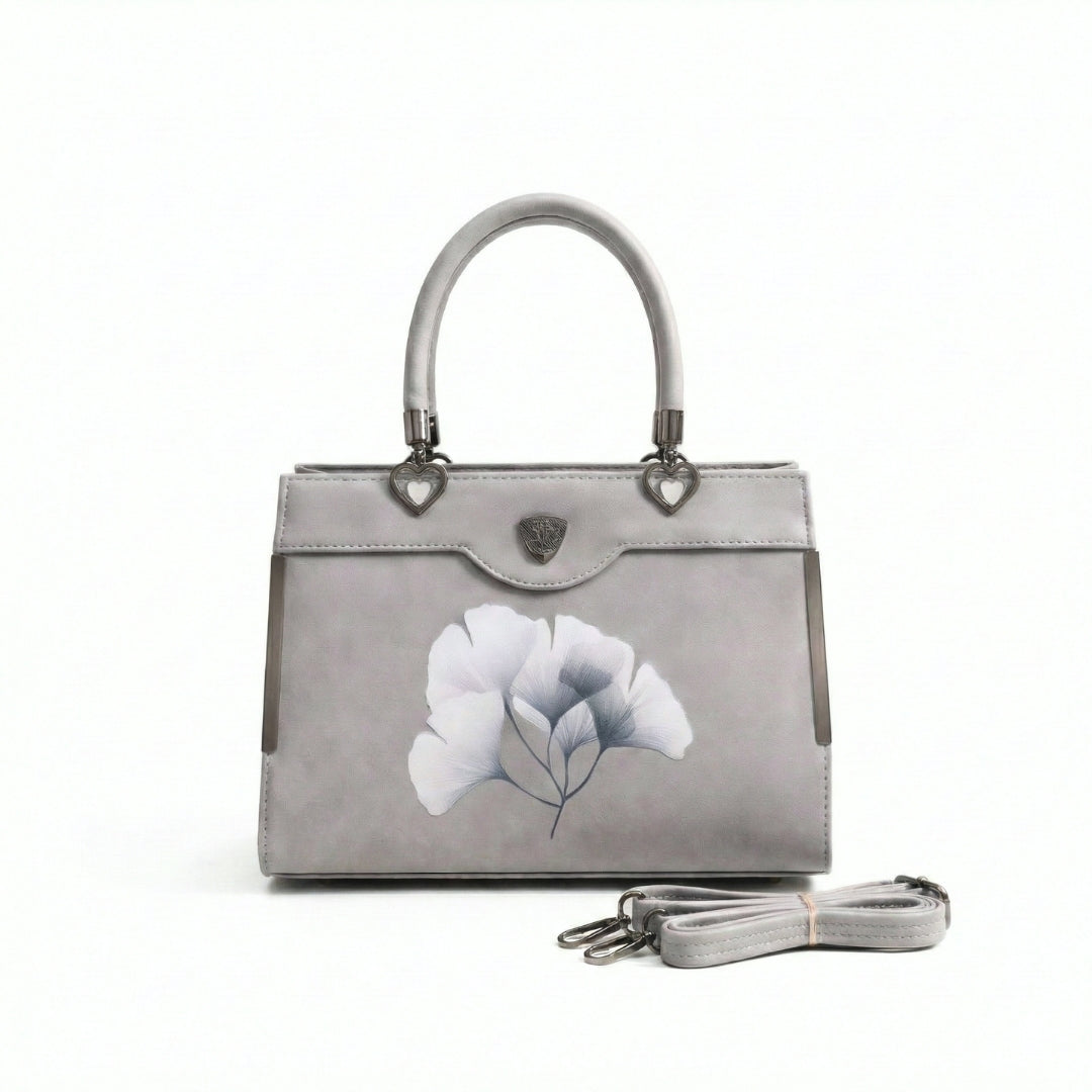 Floral Printed Handbag - Detachable Sling