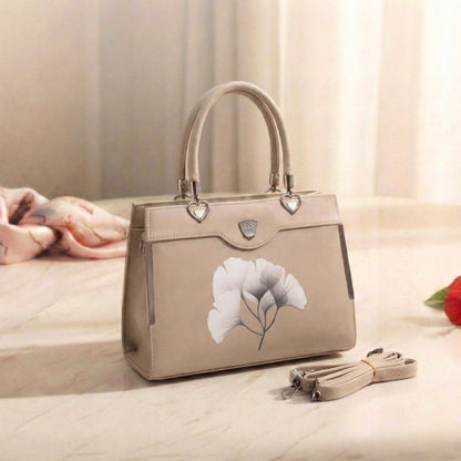 Floral Printed Handbag - Detachable Sling