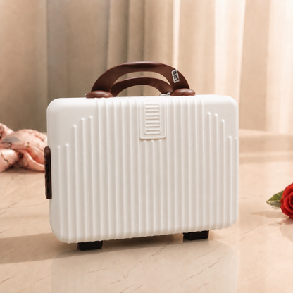 Stripes Mini Suitcase - Cream & Brown Combination