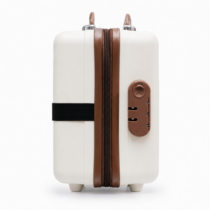 Stripes Mini Suitcase - Cream & Brown Combination
