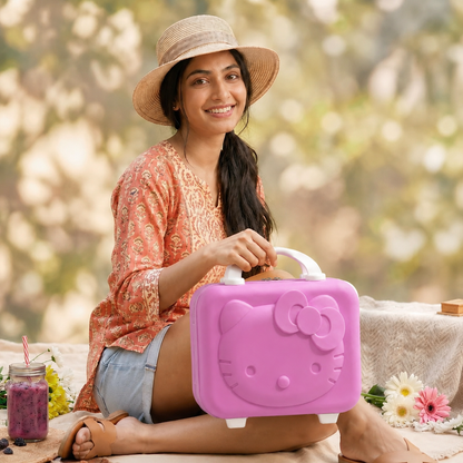 Kitty Mini Suitcase - Pink & White Combination