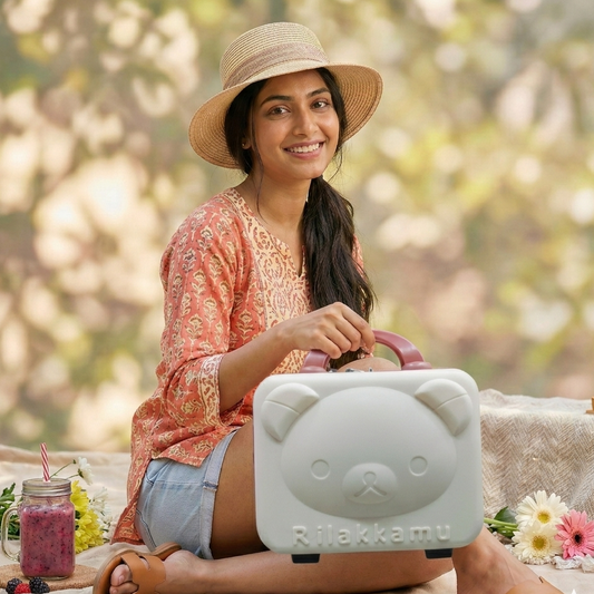 Panda Mini Suitcase - Creme & Brown Combination