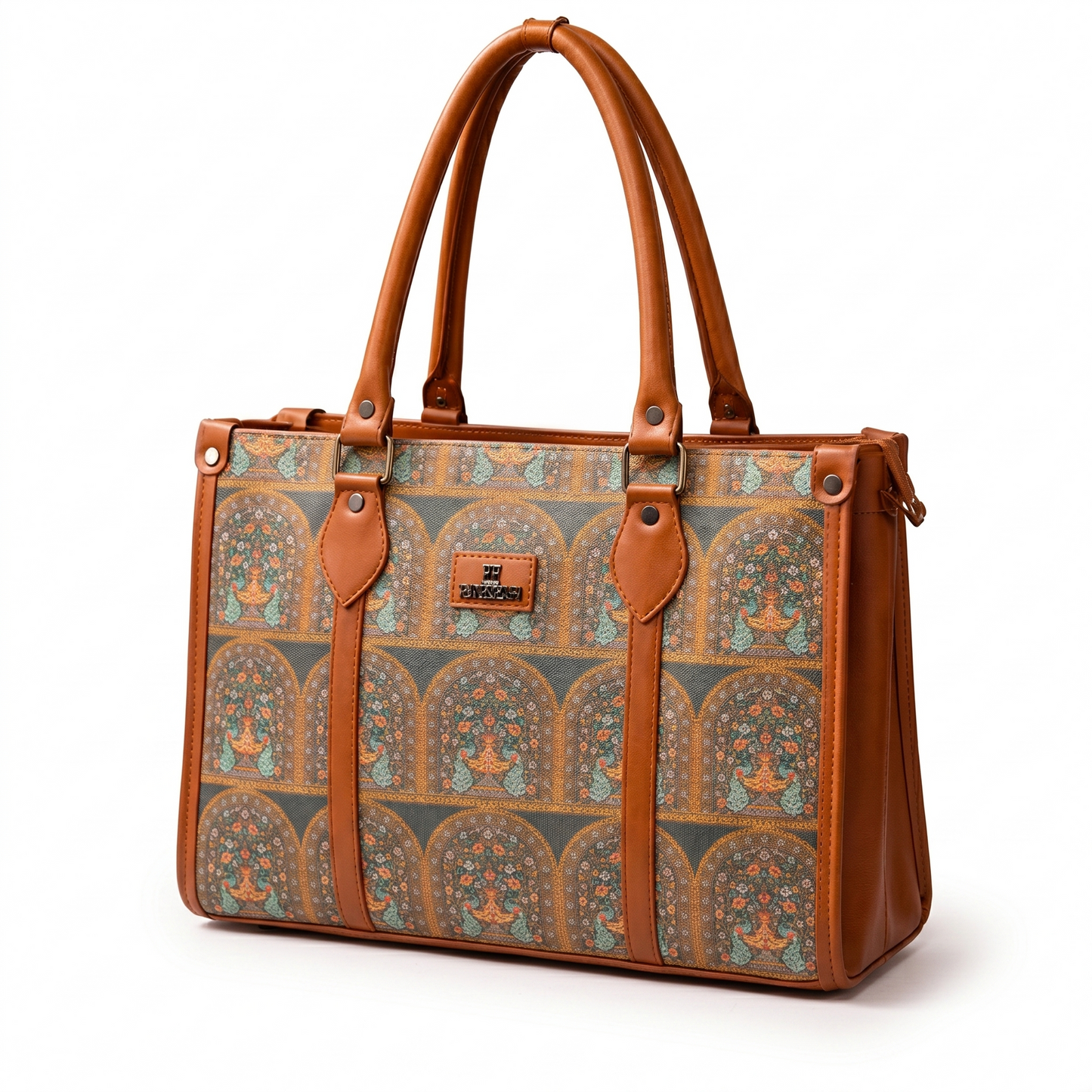 Printed Heritage Handbag (Brown)