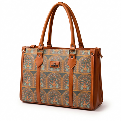 Printed Heritage Handbag (Brown)