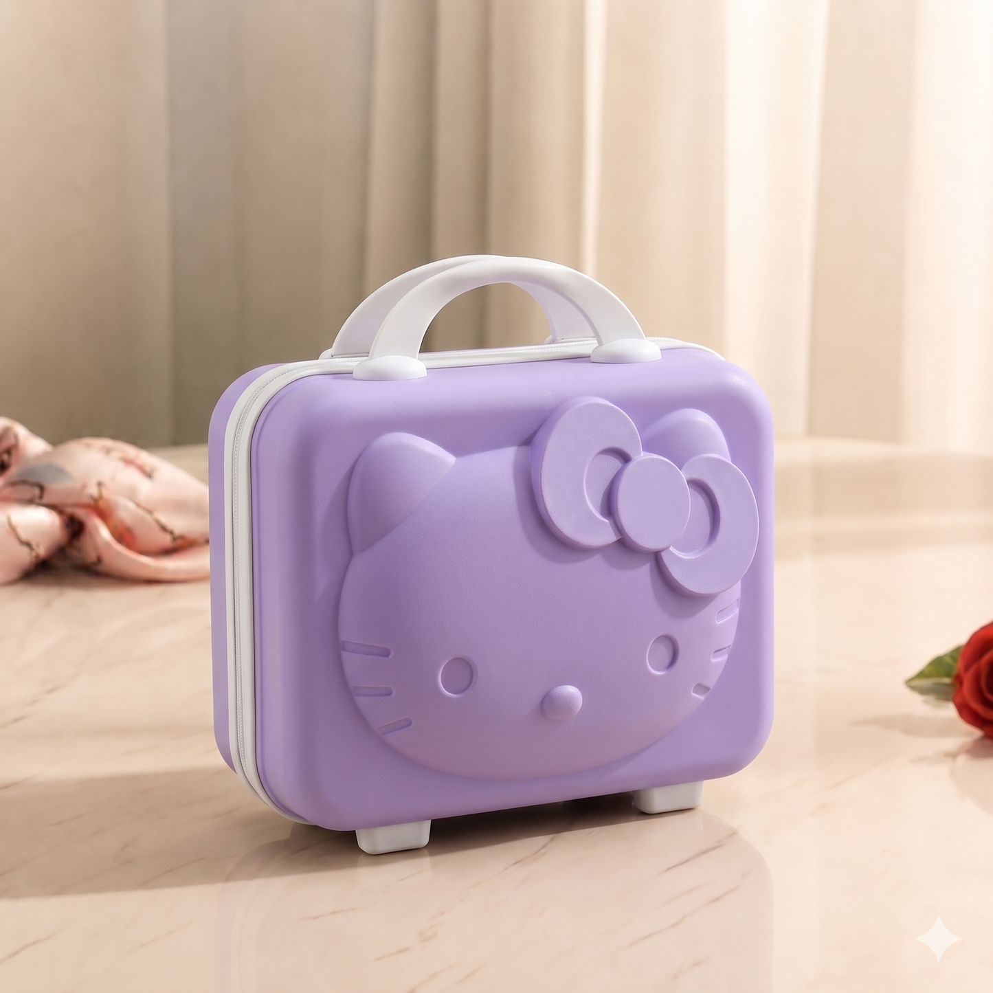 Kitty Mini Suitcase - Purple & White Combination