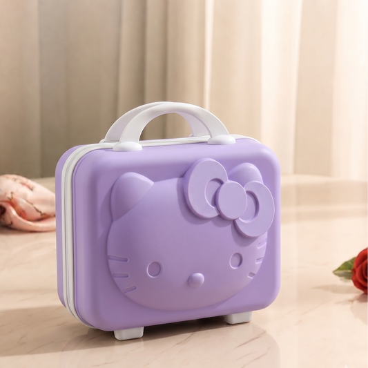 Kitty Mini Suitcase - Purple & White Combination