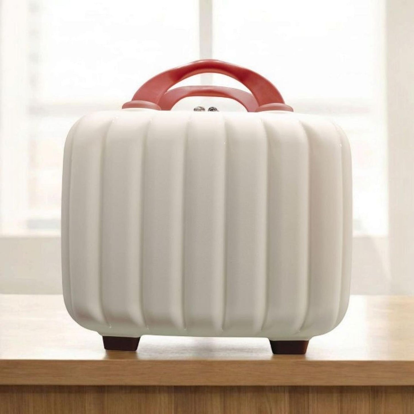 Stripes Mini Suitcase - Creme & Brown Combination