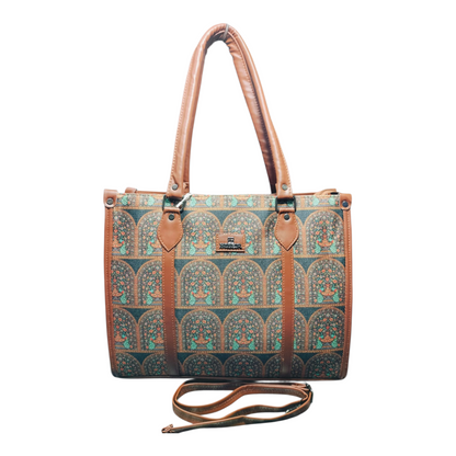Printed Heritage Handbag (Brown)