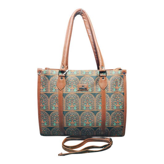 Printed Heritage Handbag (Brown)