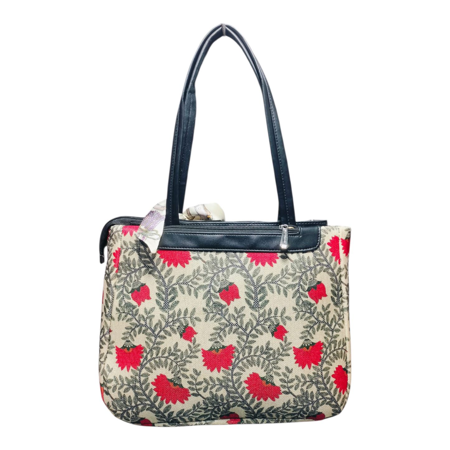 Triple Partition Canvas Handbag (Black)