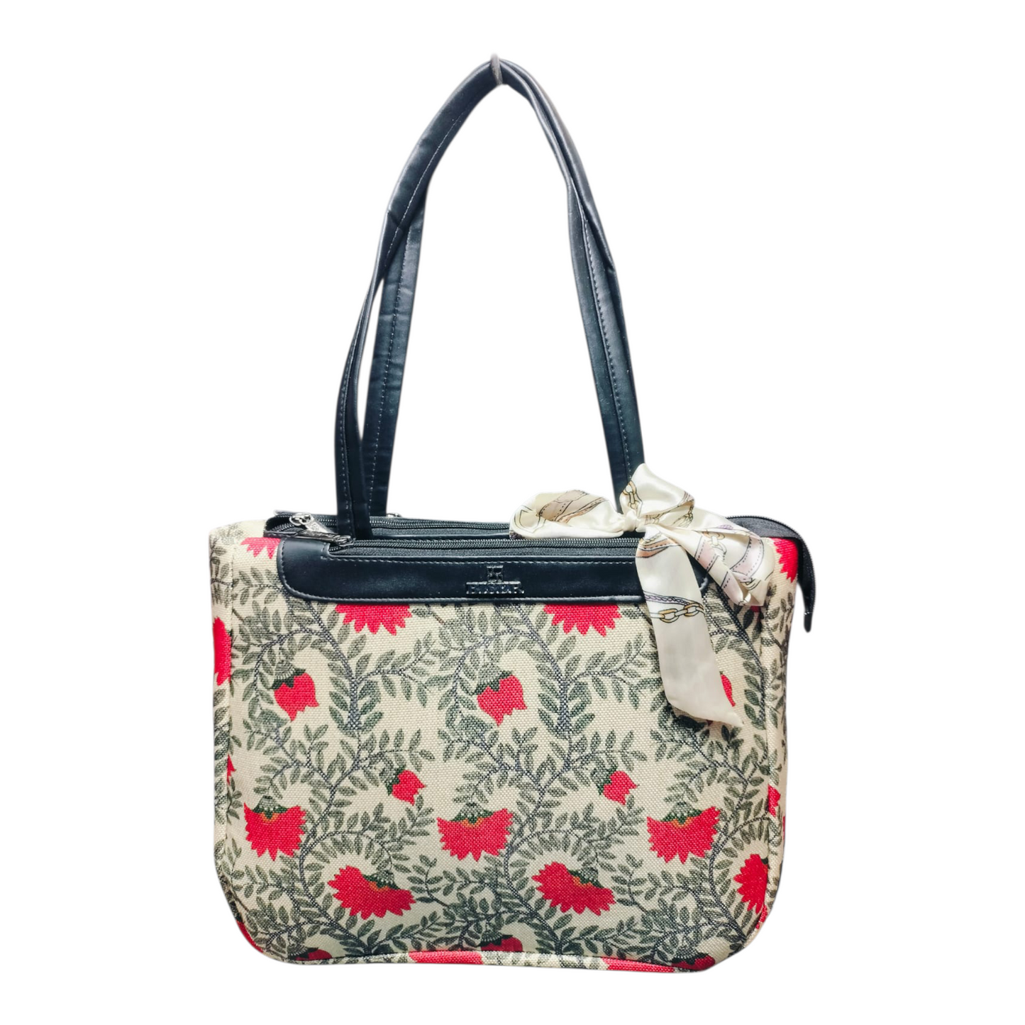 Triple Partition Canvas Handbag (Black)
