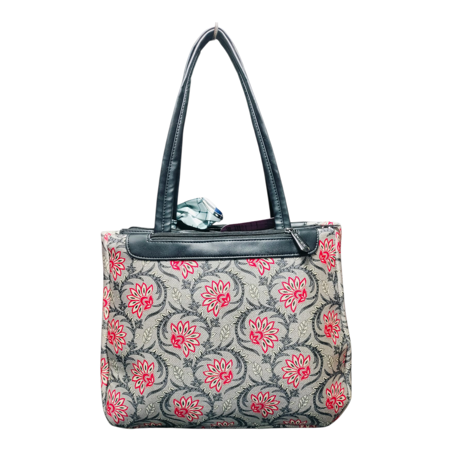 Triple Partition Canvas Handbag (Grey)