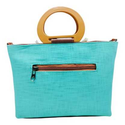 Cloth Handle Sling Bag (Teal)