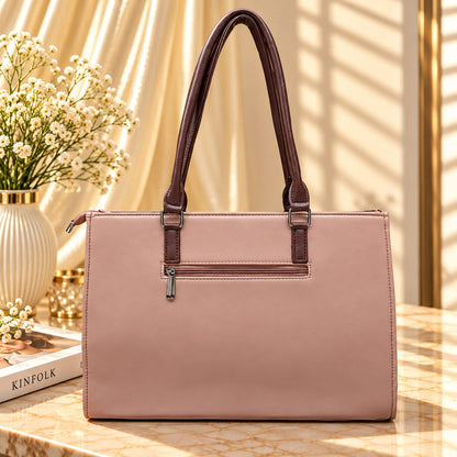 Two Tone Combination Tote Bags (Pink & Brown)