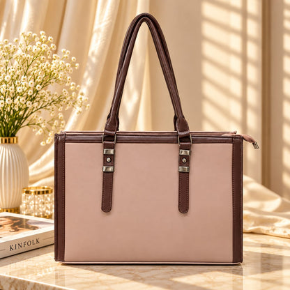 Two Tone Combination Tote Bags (Pink & Brown)