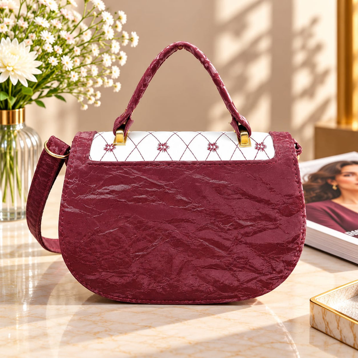 Soft Feel Sling Bag(Maroon)