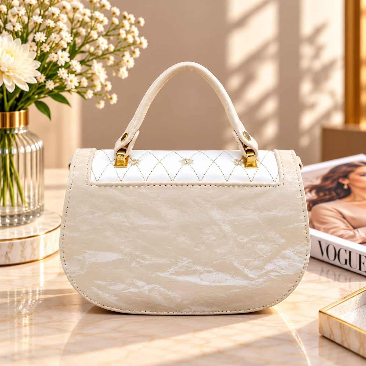 Soft Feel Sling Bag (Cream)