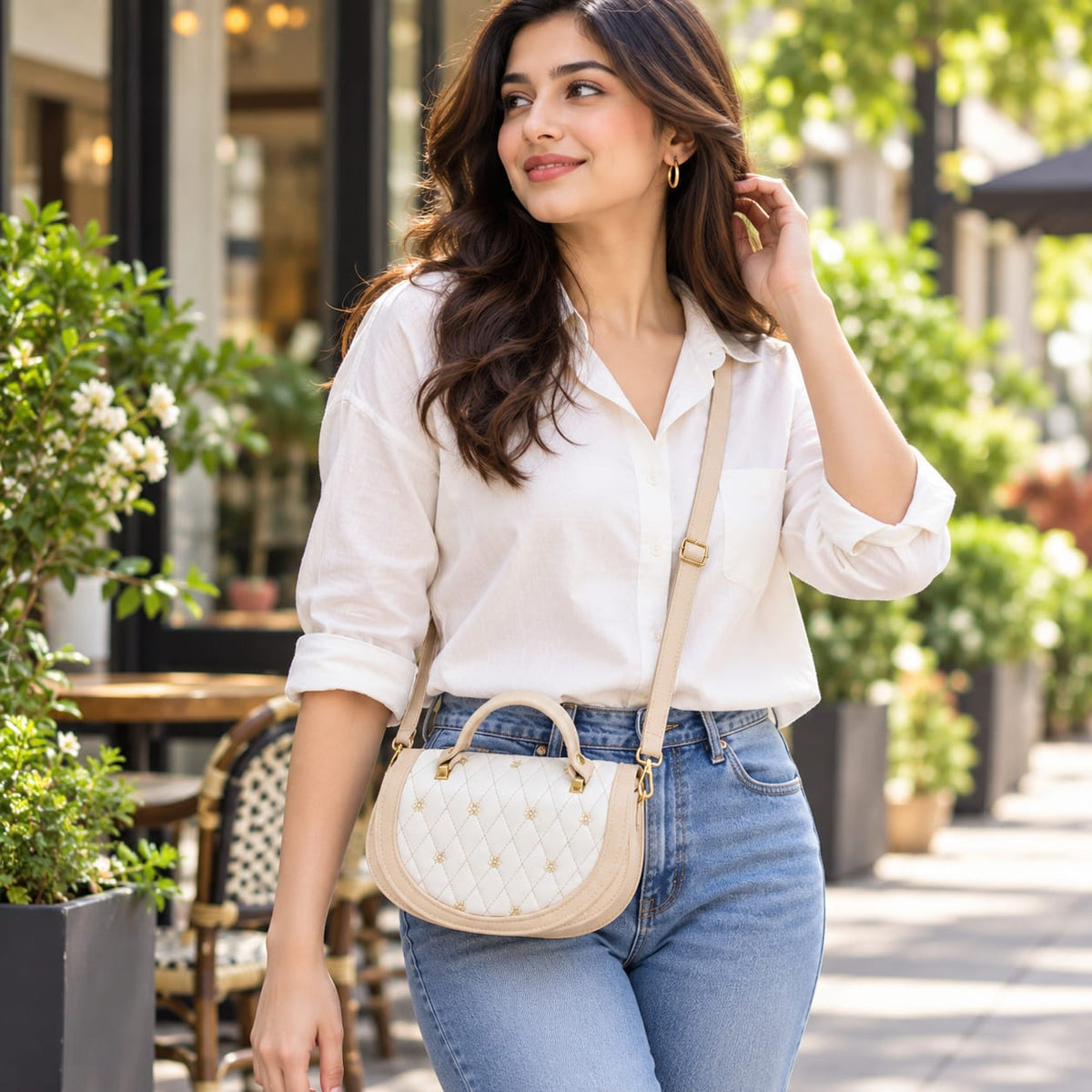 Soft Feel Sling Bag (Cream)
