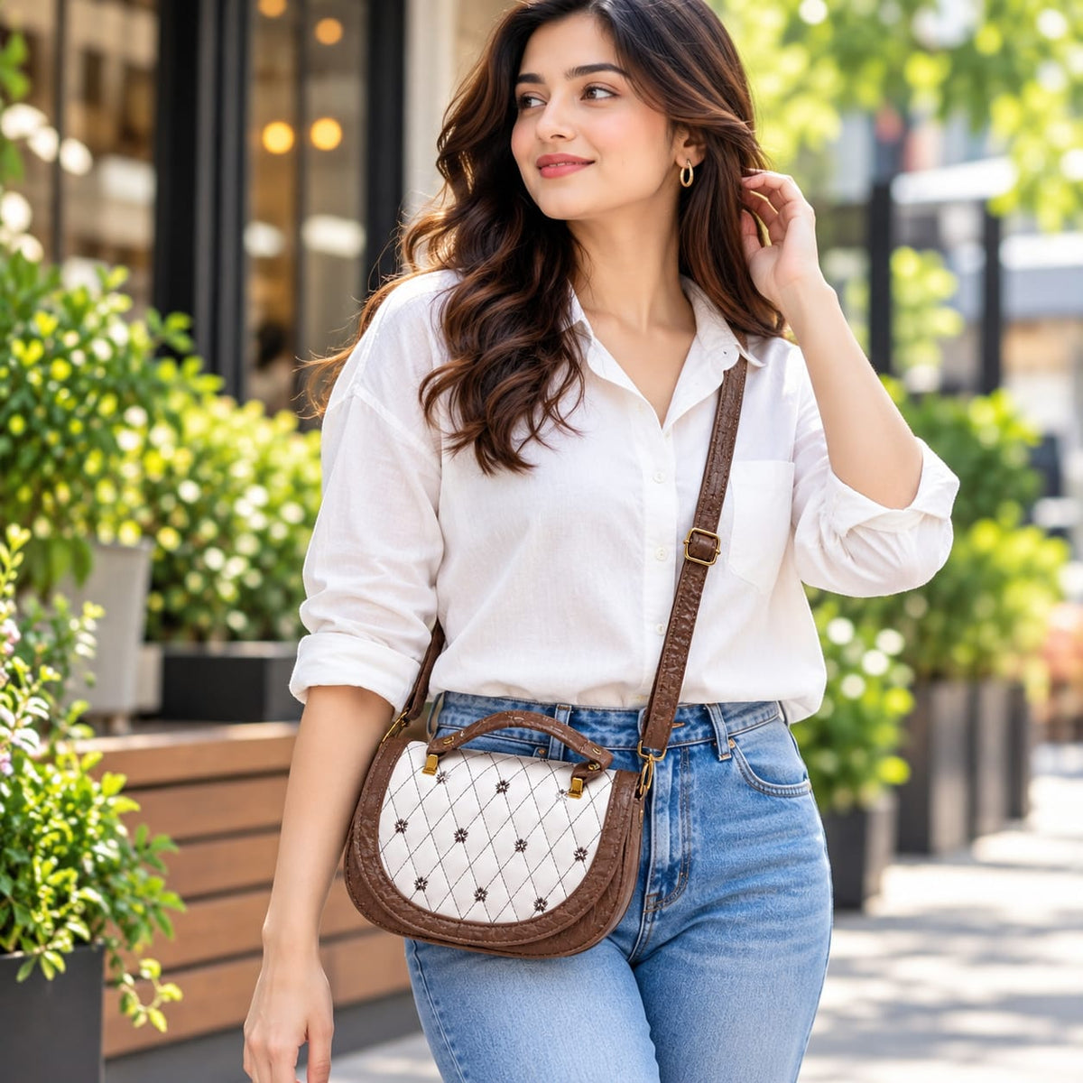 Soft Feel Sling Bag (Brown)