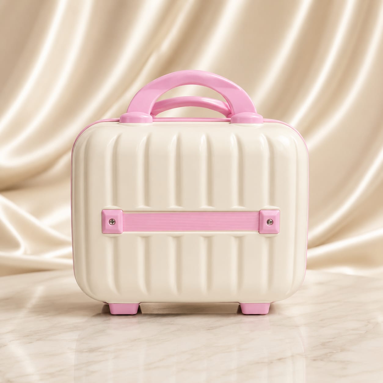 Stripes Mini Suitcase - Cream & Pink Combination