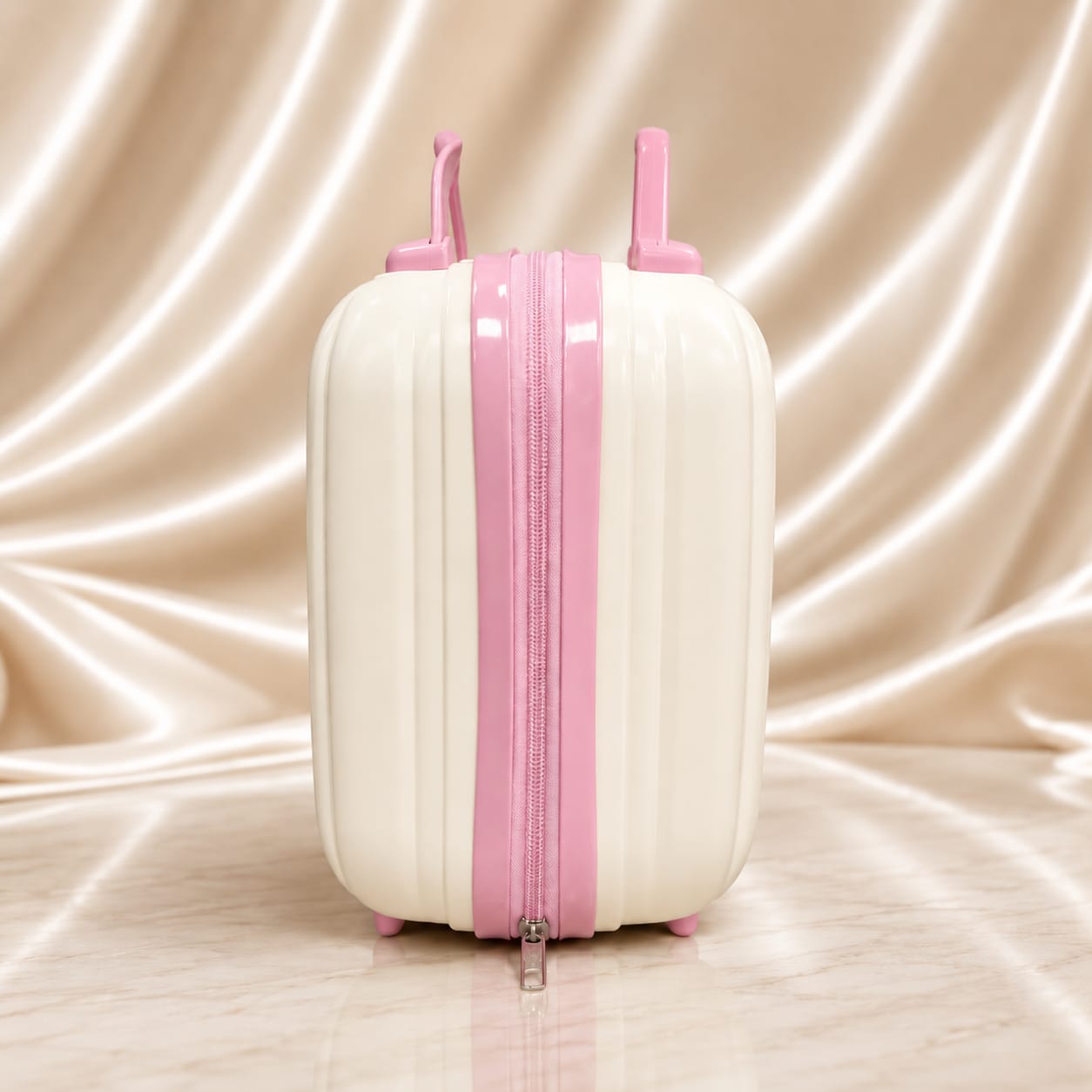 Stripes Mini Suitcase - Cream & Pink Combination