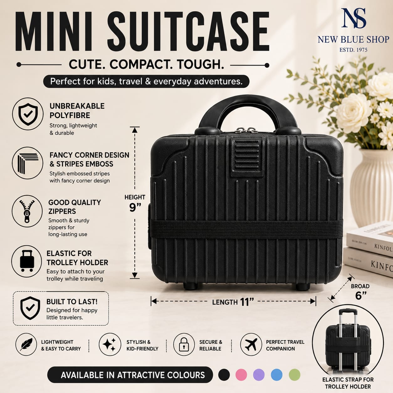 Stripes Mini Suitcase (Black)